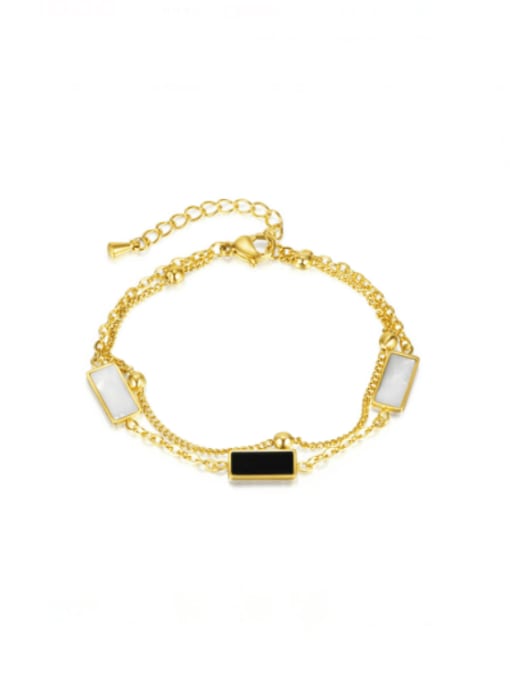 [1296] Bracelet Stainless steel Acrylic Geometric Vintage Strand Bracelet